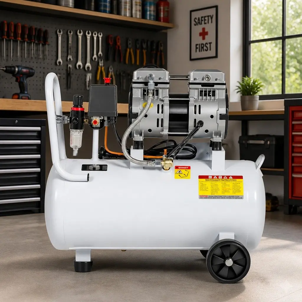 30L Air Compressor Oil-Free Portable Tyre Inflator 40L/Min White