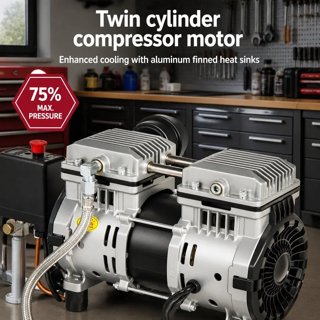 30L Air Compressor Oil-Free Portable Tyre Inflator 40L/Min White