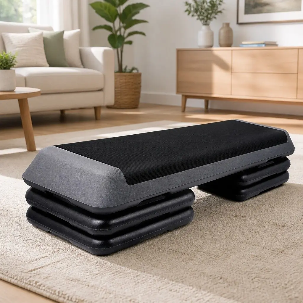 Aerobic Step Exercise Stepper Adjustable 110cm Black Grey