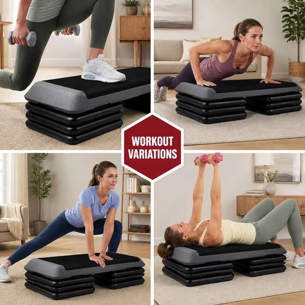 Aerobic Step Exercise Stepper Adjustable 110cm Black Grey