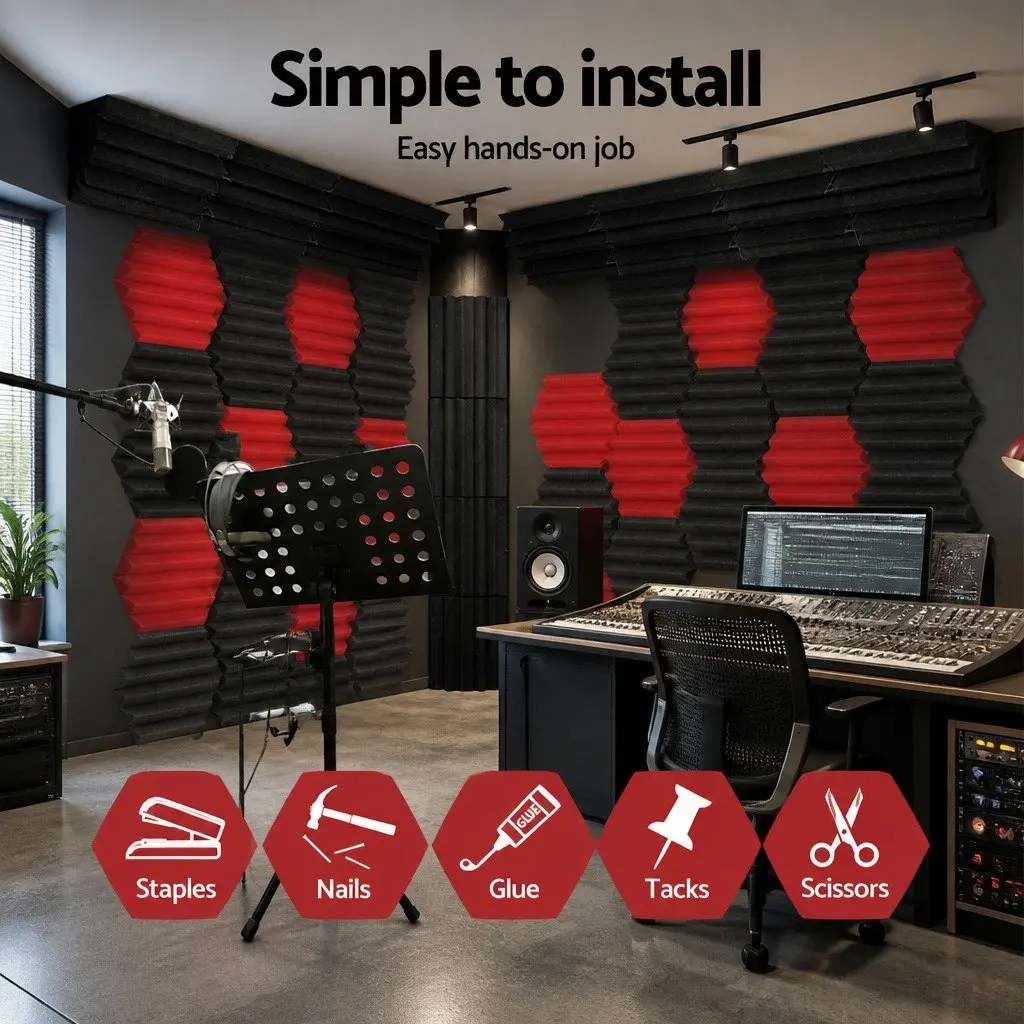 Acoustic Foam Bass Trap Sound Absorption 12cm x 17cm x 24cm Black 60 Pack