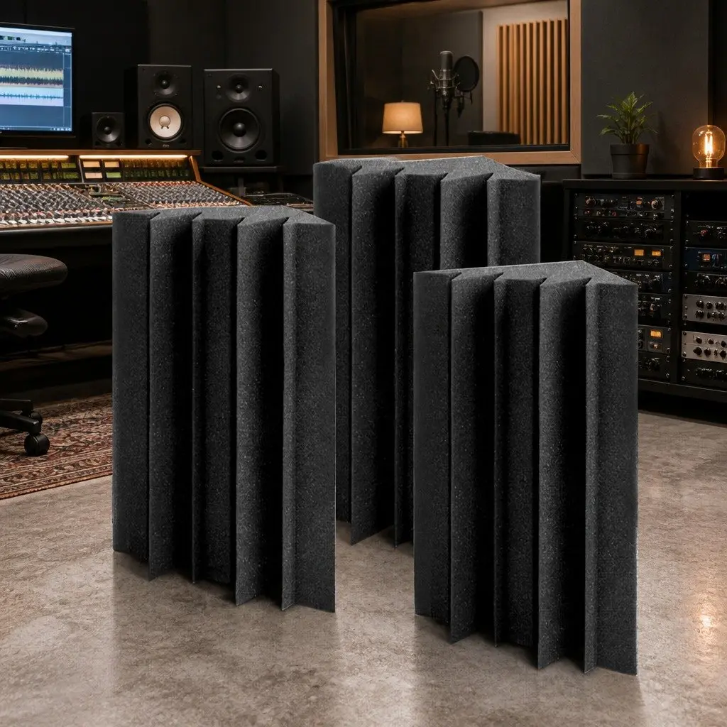 Acoustic Foam Bass Trap Sound Absorption 12cm x 17cm x 24cm Black 60 Pack