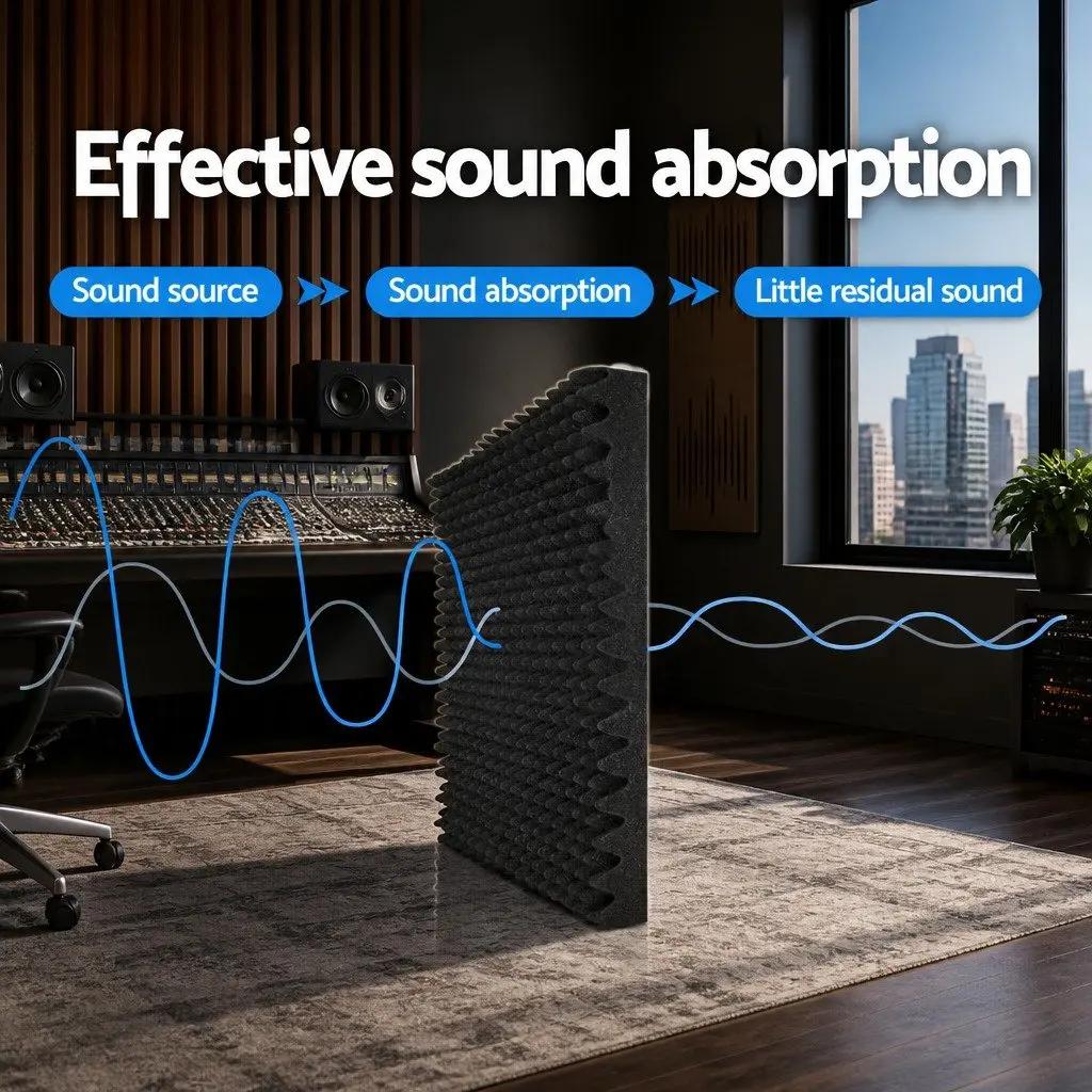 Acoustic Foam Panels Sound Absorption 50x50x5cm Black 40 Piece