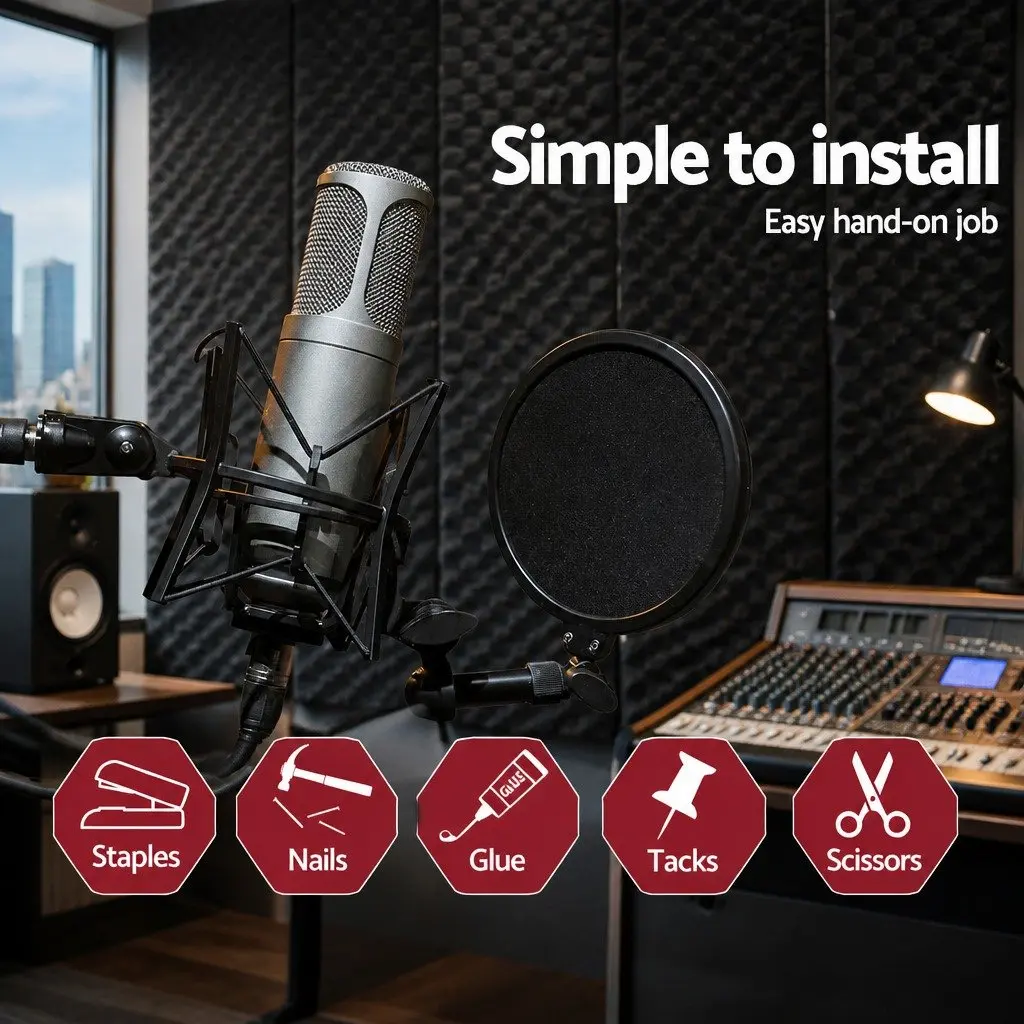Acoustic Foam Panels Sound Absorption 50x50x5cm Black 40 Piece