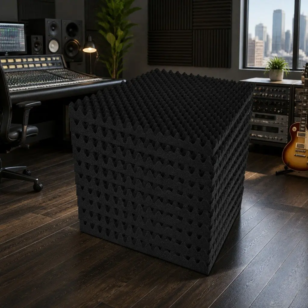 Acoustic Foam Panels Sound Absorption 50x50x5cm Black 40 Piece