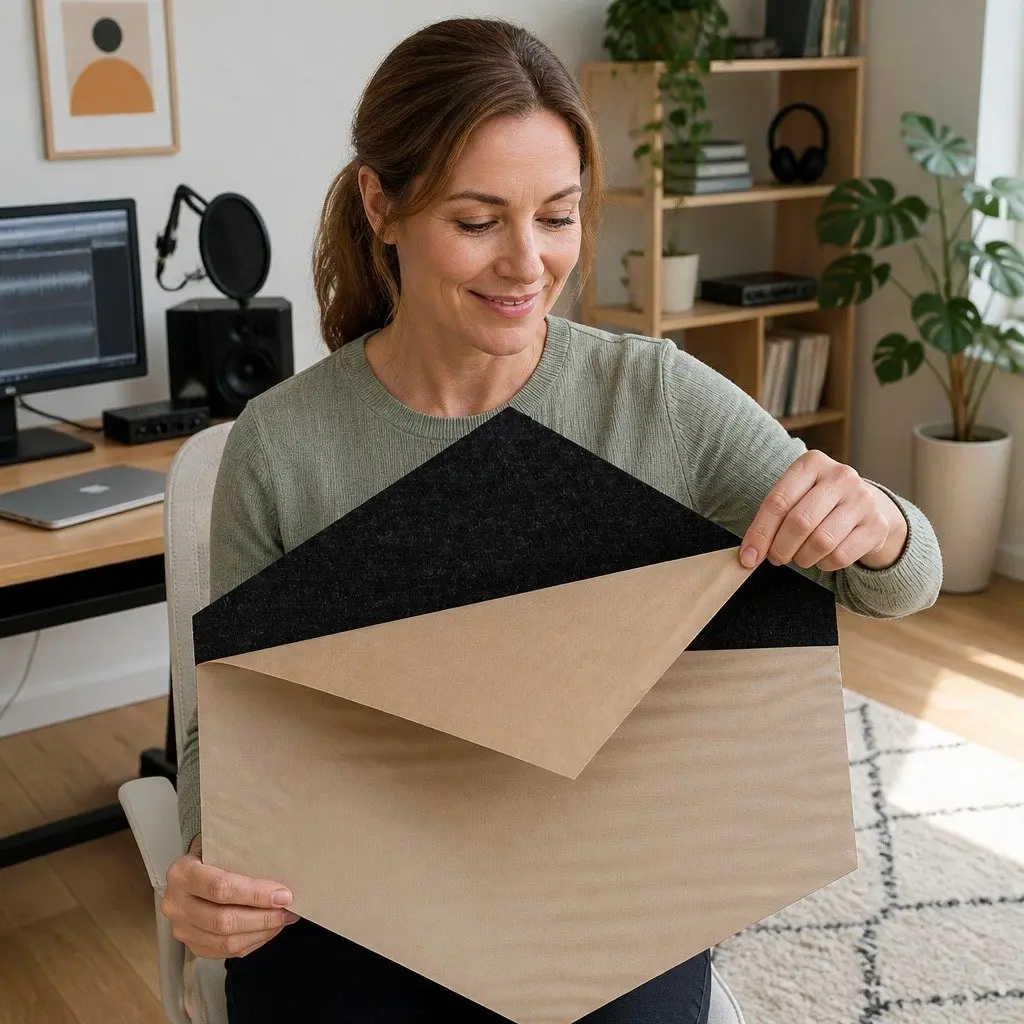 Acoustic Foam Soundproofing Tiles Hexagonal Panel 35cm x 30cm Black 12 Piece