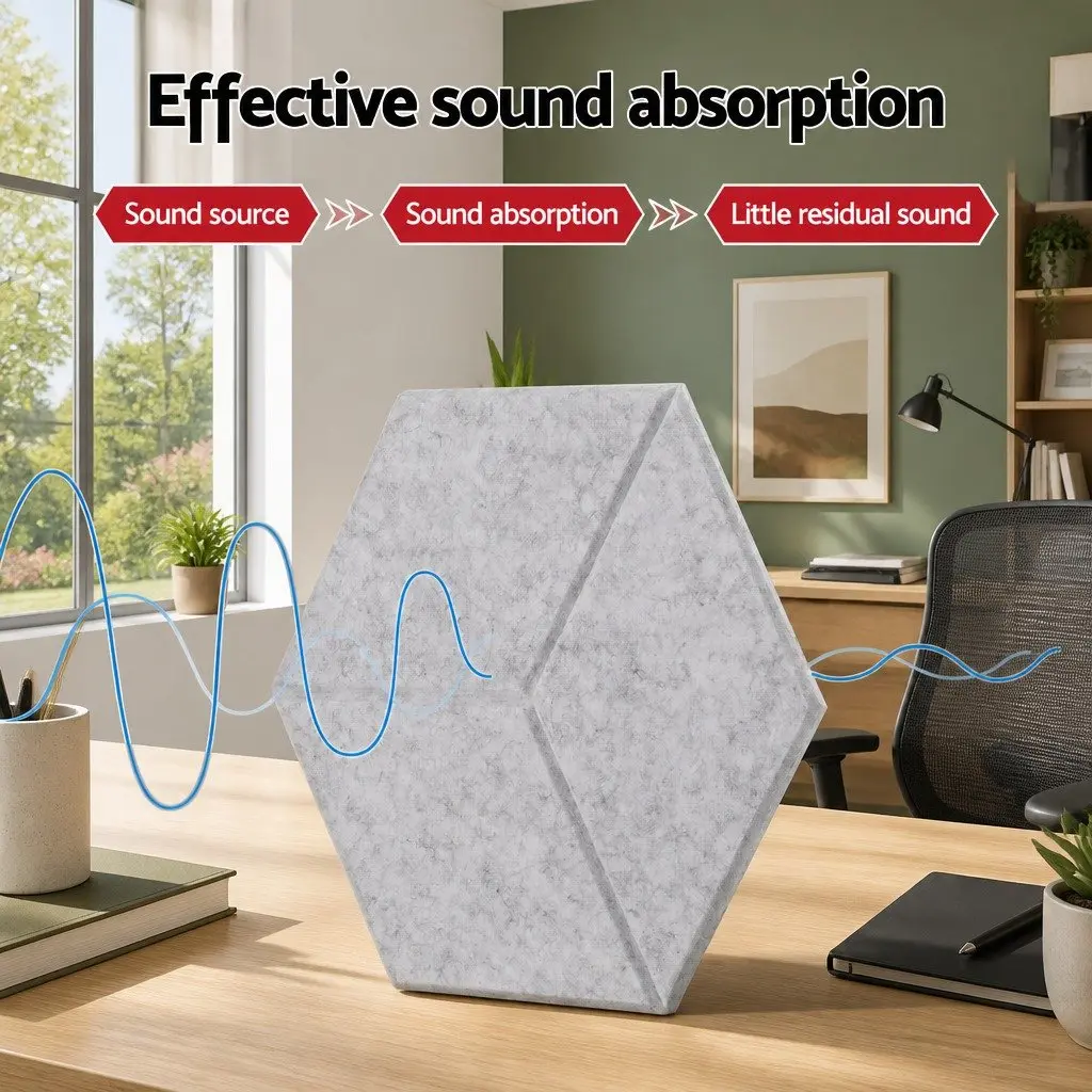 Acoustic Foam Soundproof Absorption Tiles 12pcs Hexagon Panel Home Studio