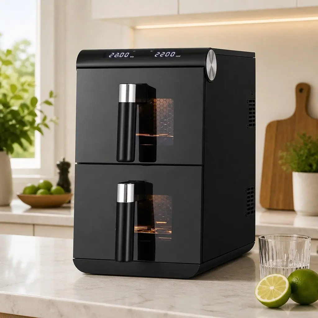 Air Fryer Oven 11L Dual Zone Cooking Black Kitchen Appliance Fryer Two Baskets