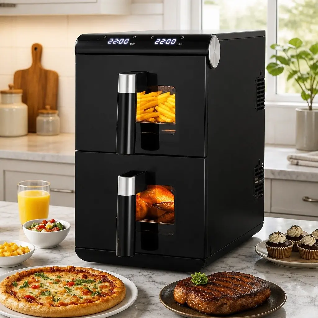 Air Fryer Oven 11L Dual Zone Cooking Black Kitchen Appliance Fryer Two Baskets