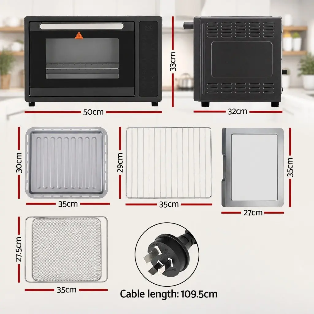 Air Fryer Oven 32L Large Capacity Cooking 1700W Black