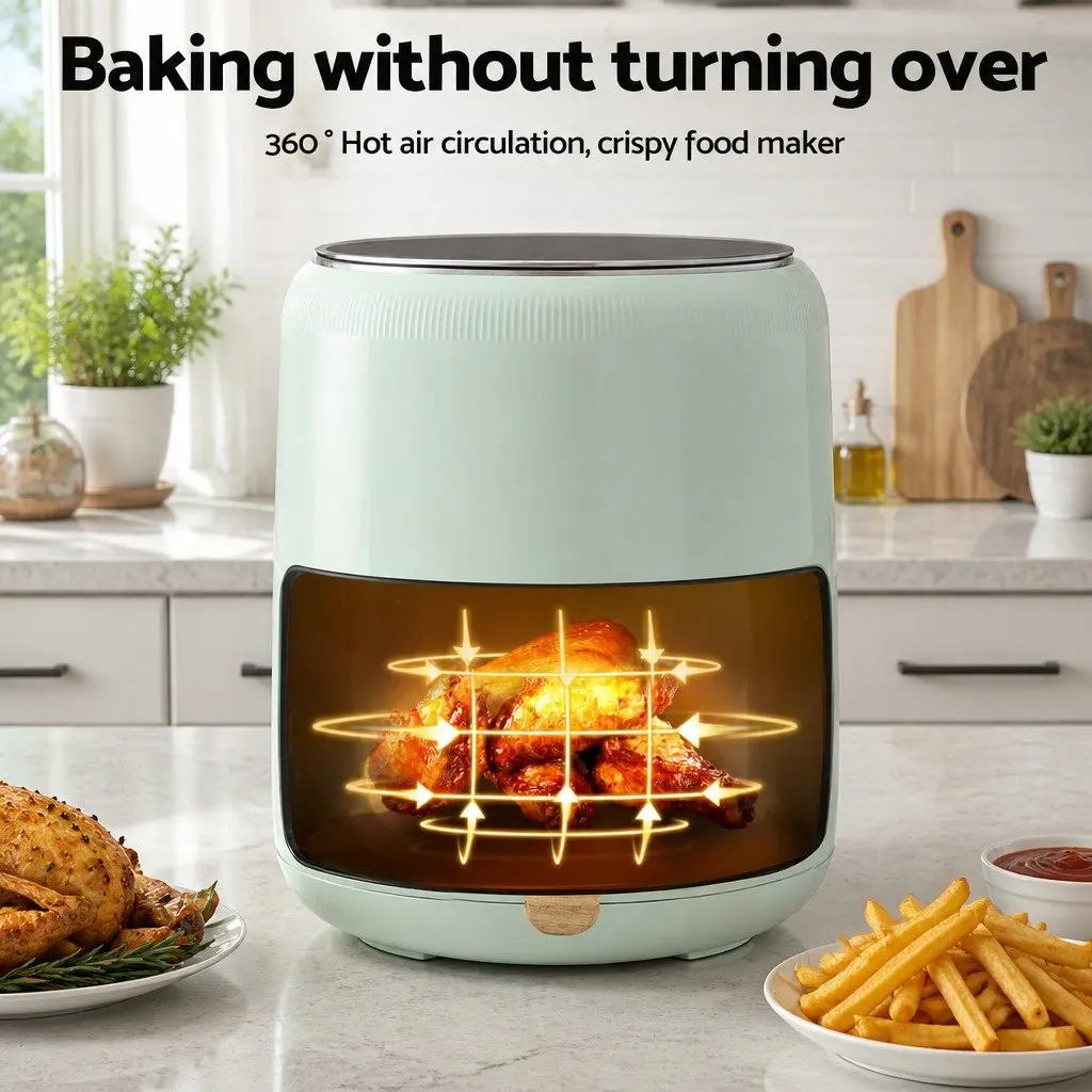 Air Fryer 5L Touch Control Electric Kitchen Cooking Appliance Blue