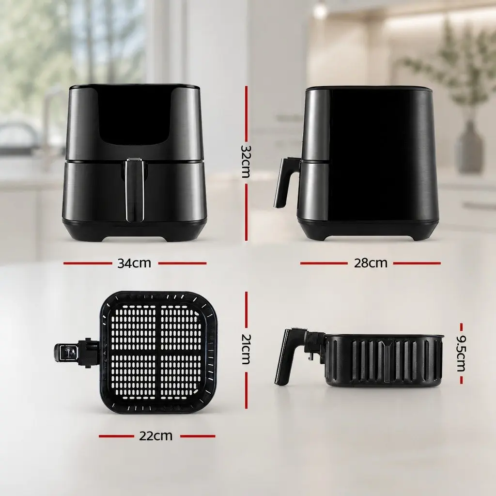 Air Fryer 7L Oil Free Cooking LCD Touch Control Black Stainless Steel
