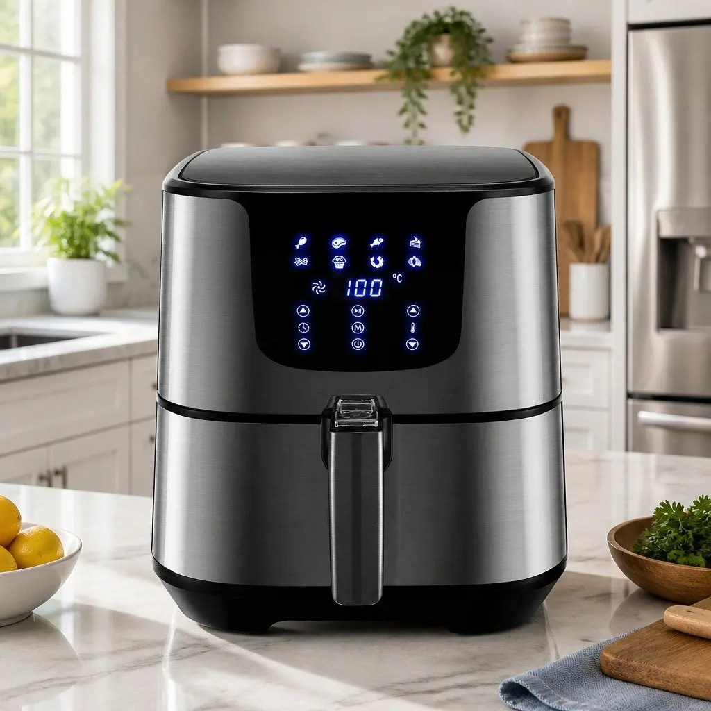 Air Fryer 7L Oil Free Cooking LCD Touch Control Black Stainless Steel