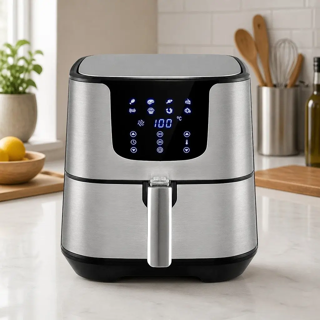 Air Fryer 7L LCD Touch Control Black Stainless Steel Kitchen Cooking Frying