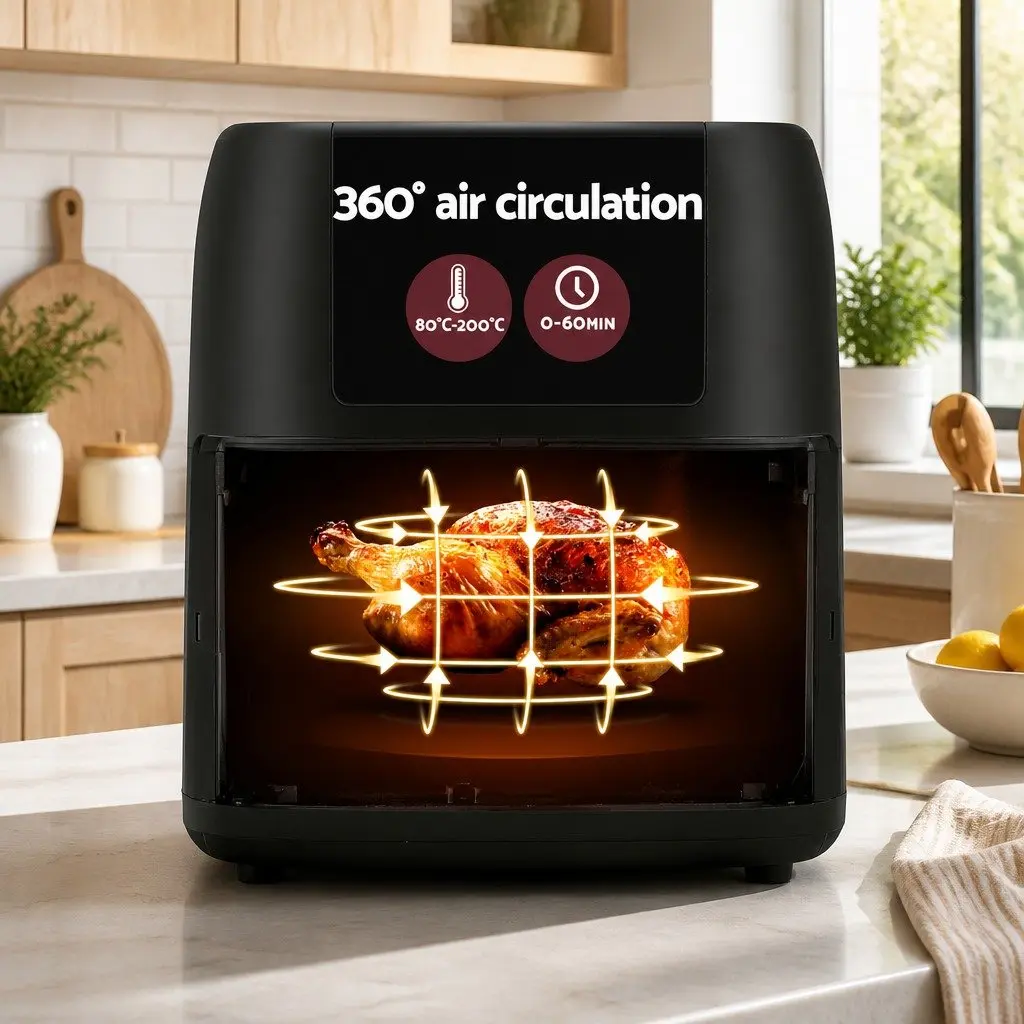 Air Fryer 8L LCD Touch Control Kitchen Cooking Appliance Black