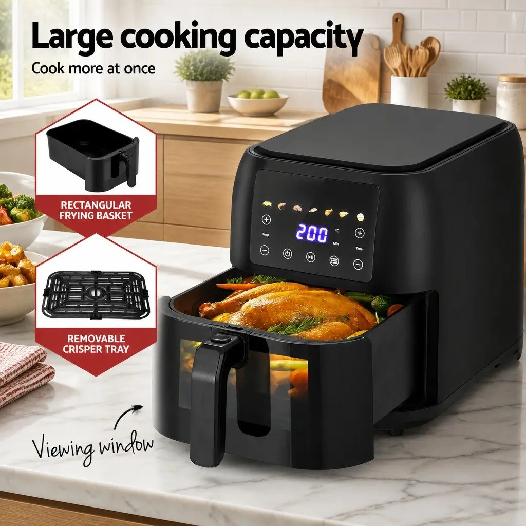 Air Fryer 8L LCD Touch Control Kitchen Cooking Appliance Black