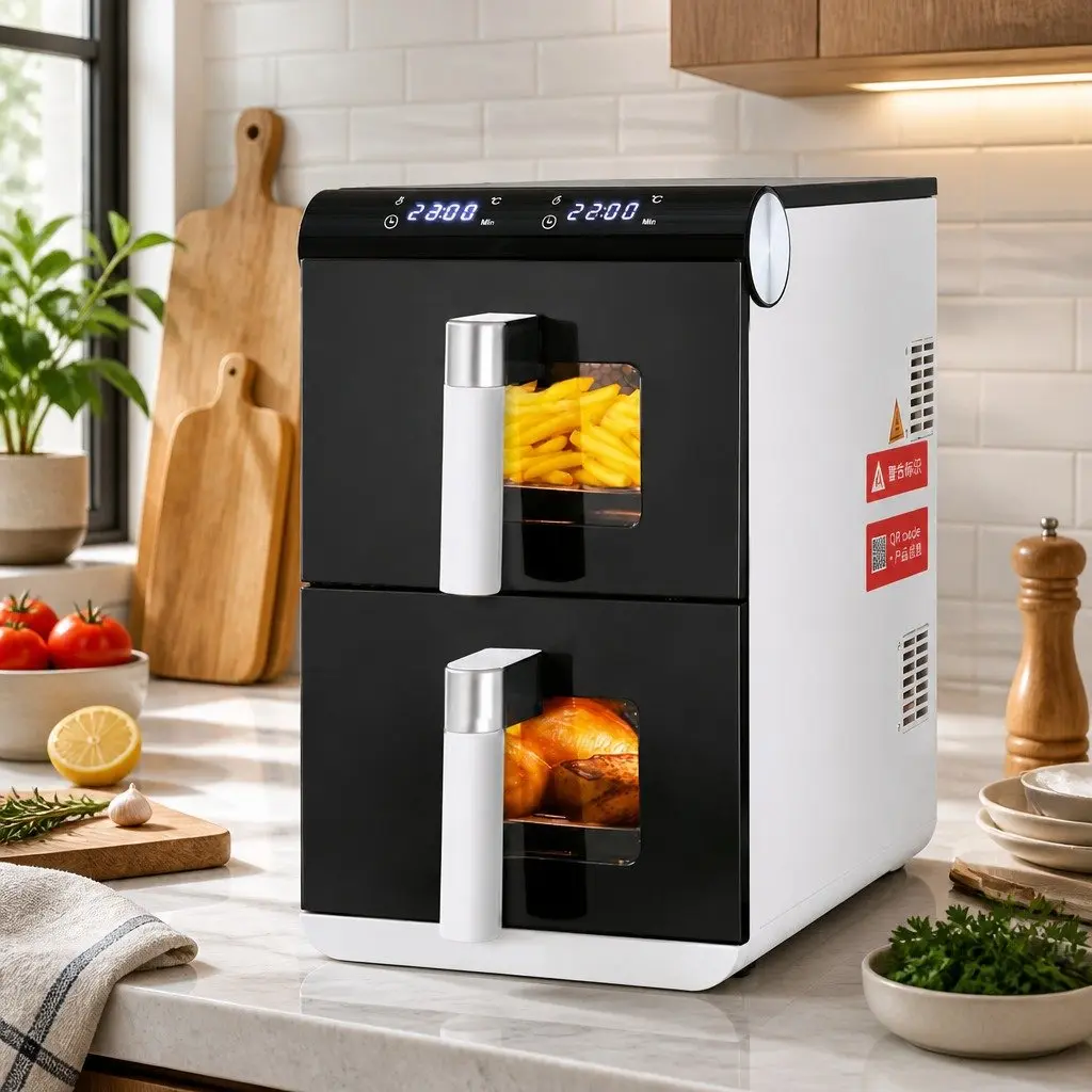 Air Fryer Oven Dual Zone 11L Independent Baskets White