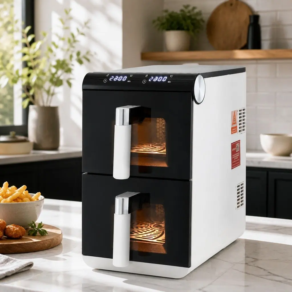 Air Fryer Oven Dual Zone 11L Independent Baskets White