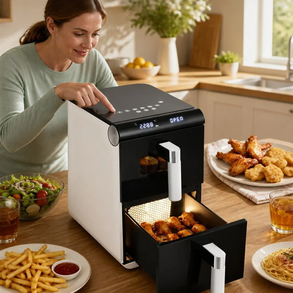 Air Fryer Oven Dual Zone 11L Independent Baskets White