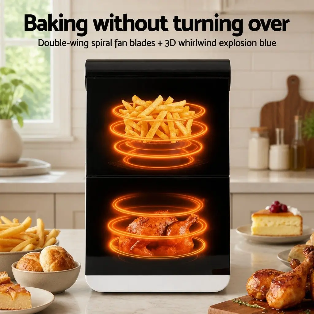 Air Fryer Oven Dual Zone 11L Independent Baskets White