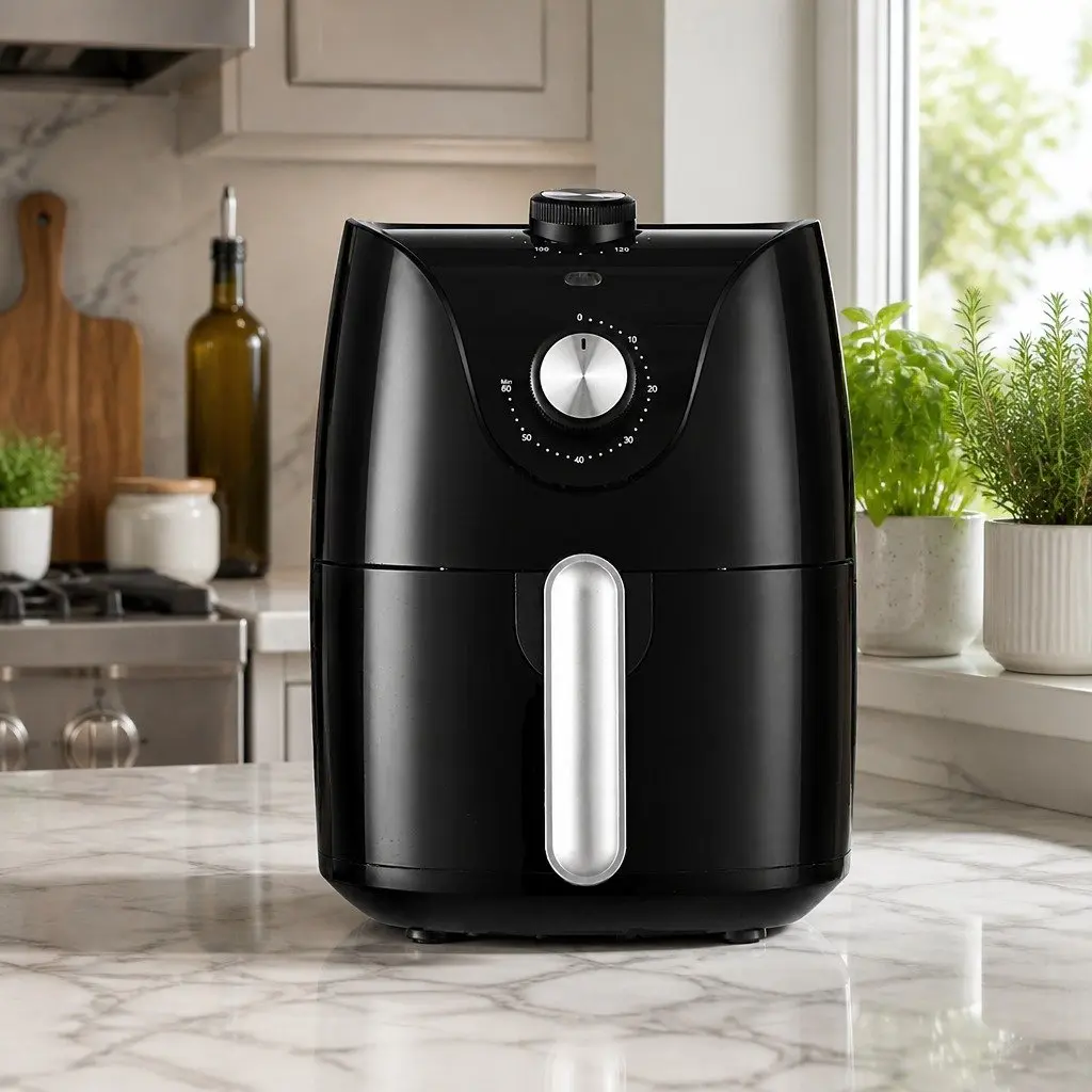 Air Fryer 2.5L Capacity Knob Control Black Kitchen Cooking Appliance Crispy Food