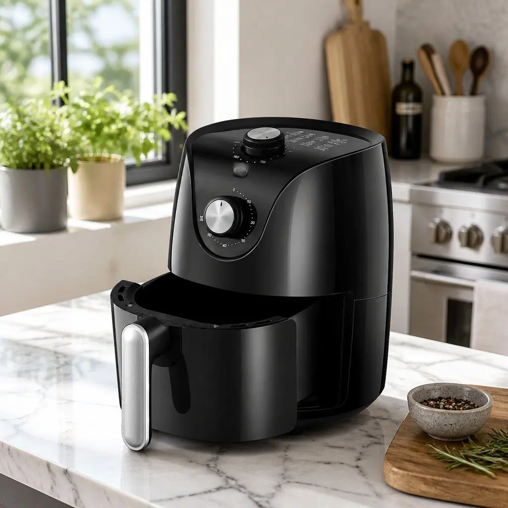 Air Fryer 2.5L Capacity Knob Control Black Kitchen Cooking Appliance Crispy Food