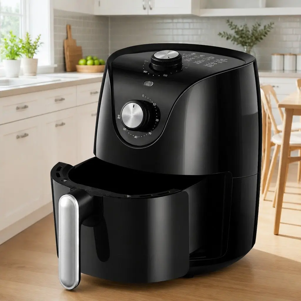 Air Fryer 2.5L Capacity Knob Control Black Kitchen Cooking Appliance Crispy Food