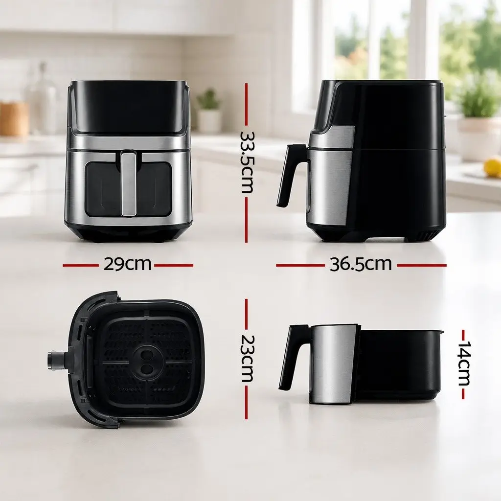 Air Fryer 6.5L LCD Touch Control Black Silver Kitchen Cooking