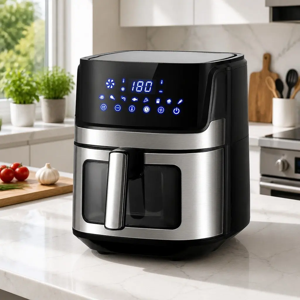 Air Fryer 6.5L LCD Touch Control Black Silver Kitchen Cooking