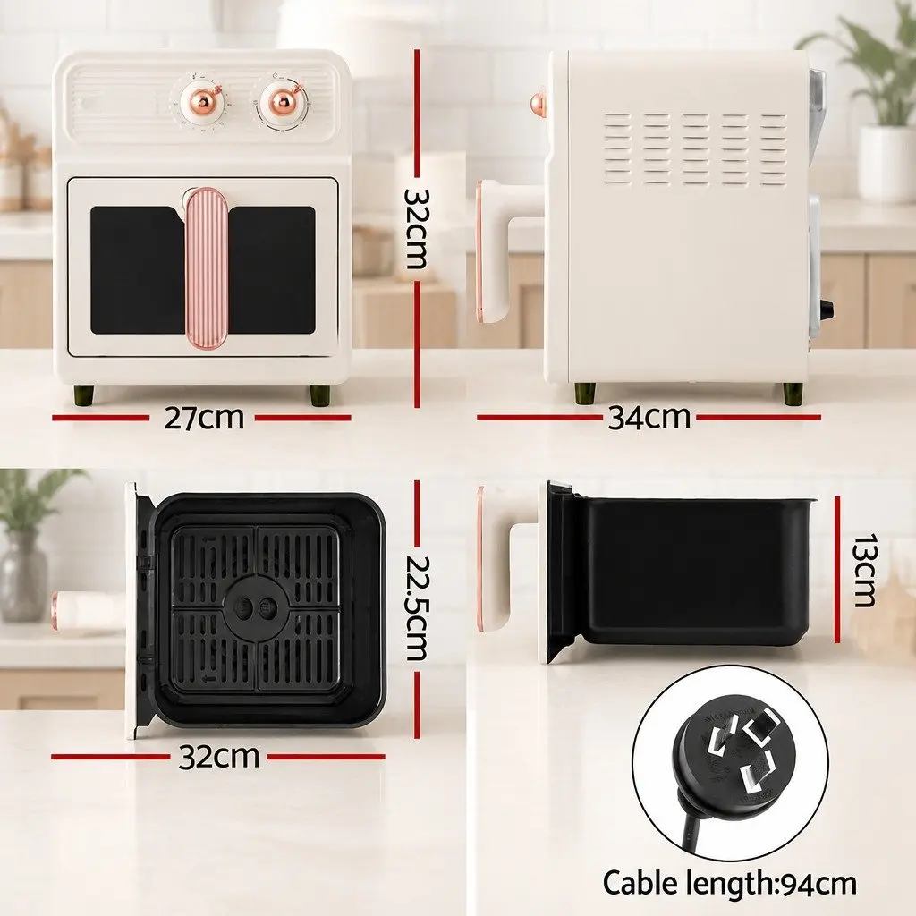6L Air Fryer Knob Control 1700W Cream Rapid Heat Circulation Hot Air Frying