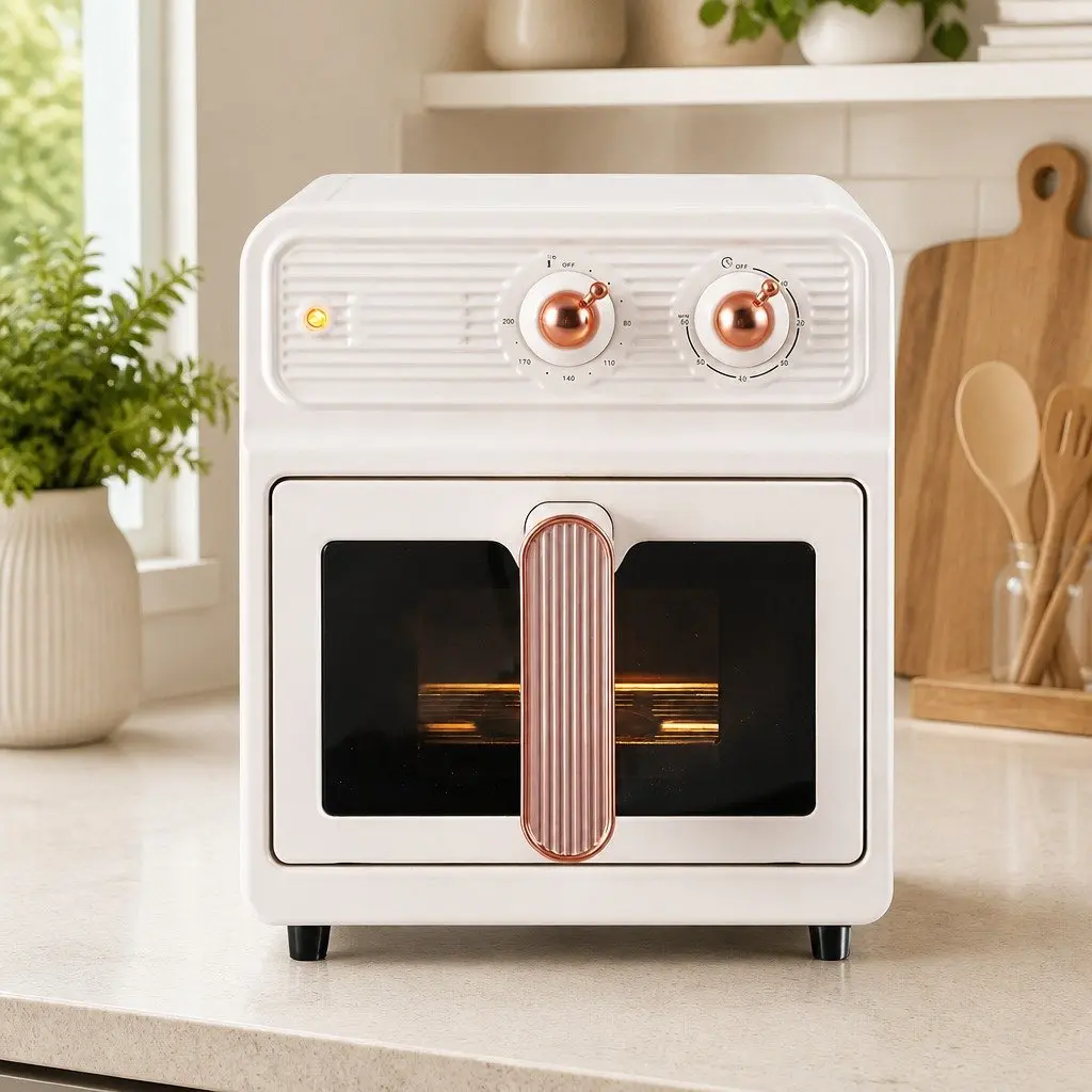 6L Air Fryer Knob Control 1700W Cream Rapid Heat Circulation Hot Air Frying