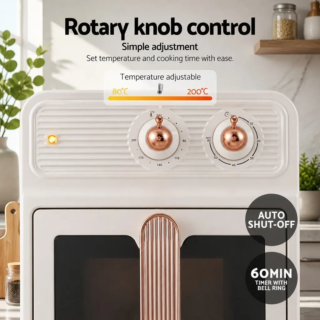 6L Air Fryer Knob Control 1700W Cream Rapid Heat Circulation Hot Air Frying