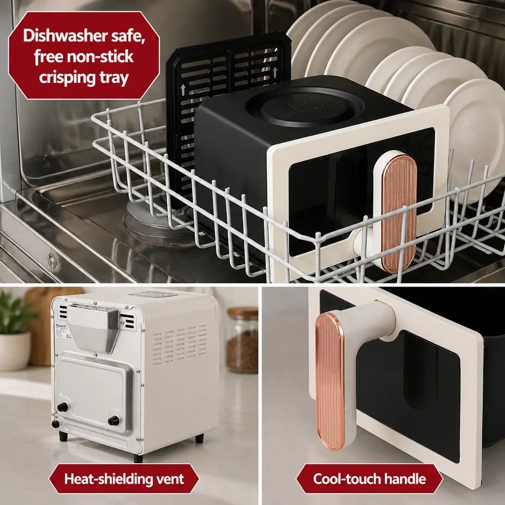 6L Air Fryer Knob Control 1700W Cream Rapid Heat Circulation Hot Air Frying