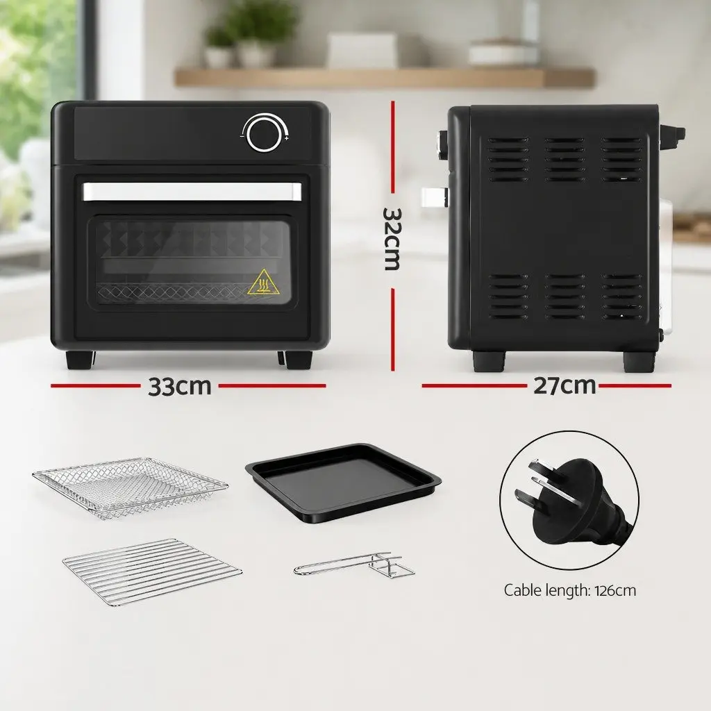 Air Fryer Oven 15L LCD Touch Control Electric Cooking Appliance Black