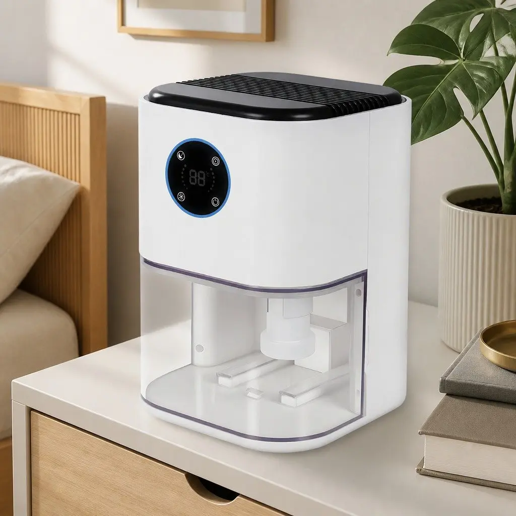 Portable Dehumidifier Moisture Absorber 2L Compact White for Home Bedroom Office