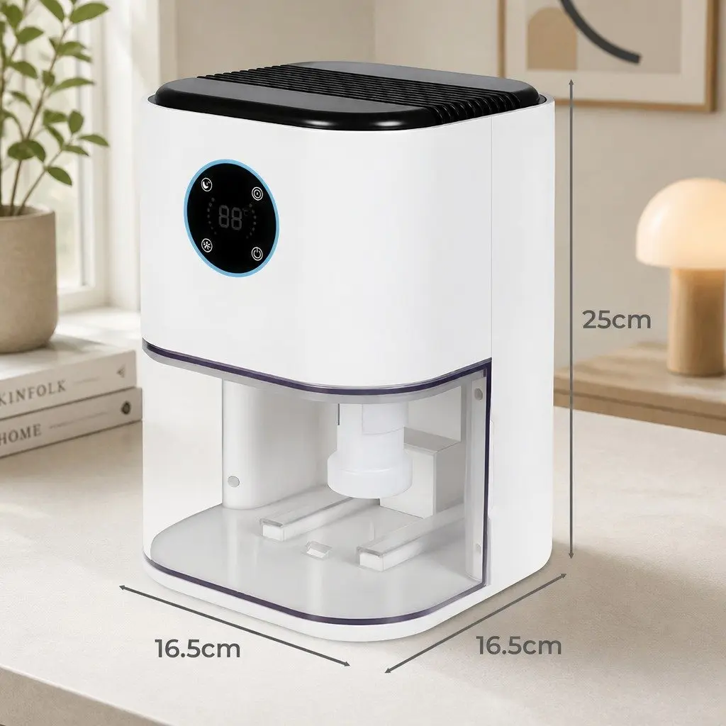 Portable Dehumidifier Moisture Absorber 2L Compact White for Home Bedroom Office