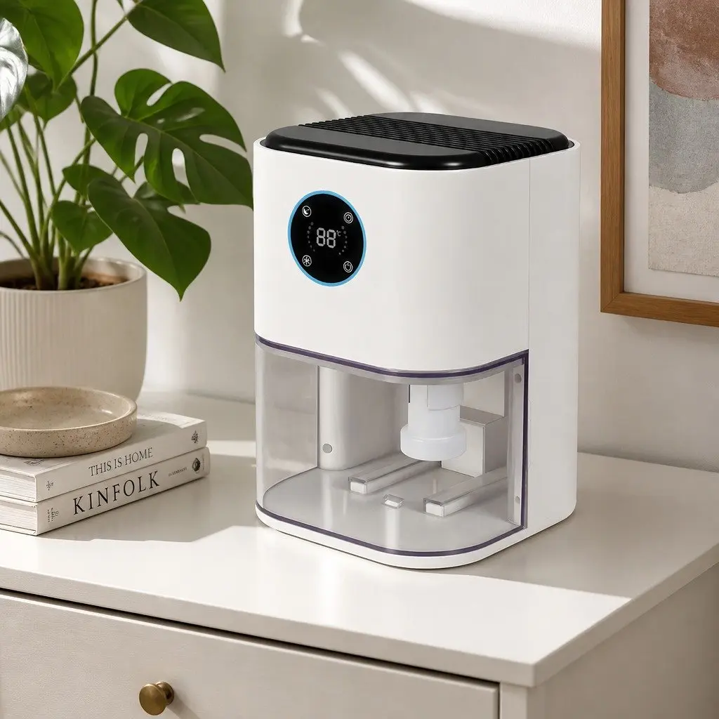 Portable Dehumidifier Moisture Absorber 2L Compact White for Home Bedroom Office