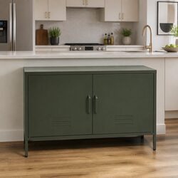 Buffet Sideboard Metal Storage Cabinet with Adjustable Shelf and Wall Mount