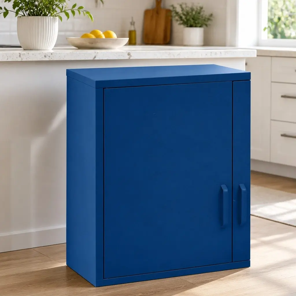 Blue Metal Buffet Sideboard Cabinet Storage Dining Room Furniture with