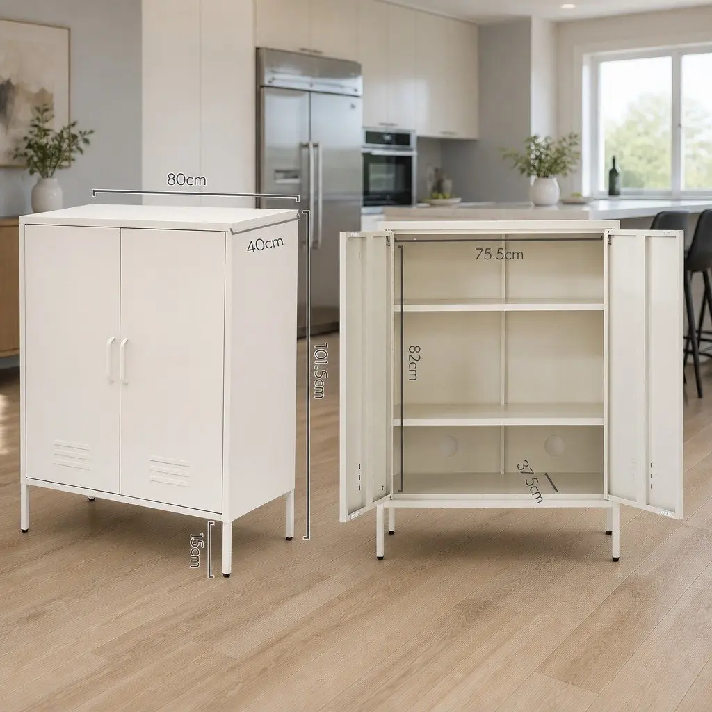 Buffet Sideboard Cabinet Storage Adjustable Shelves White 80cm x 40cm x 101.5cm