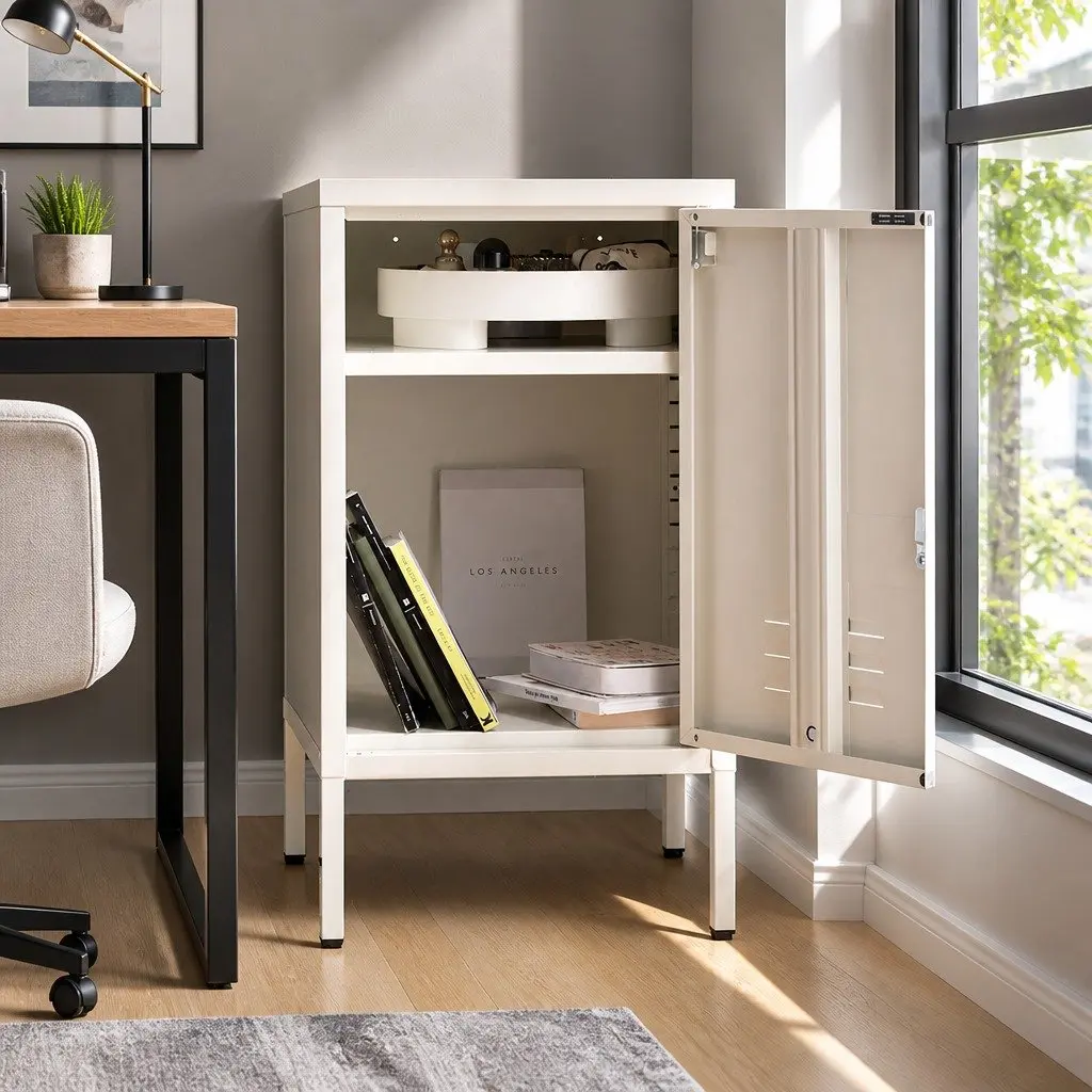 White Metal Locker for Bedroom Essentials