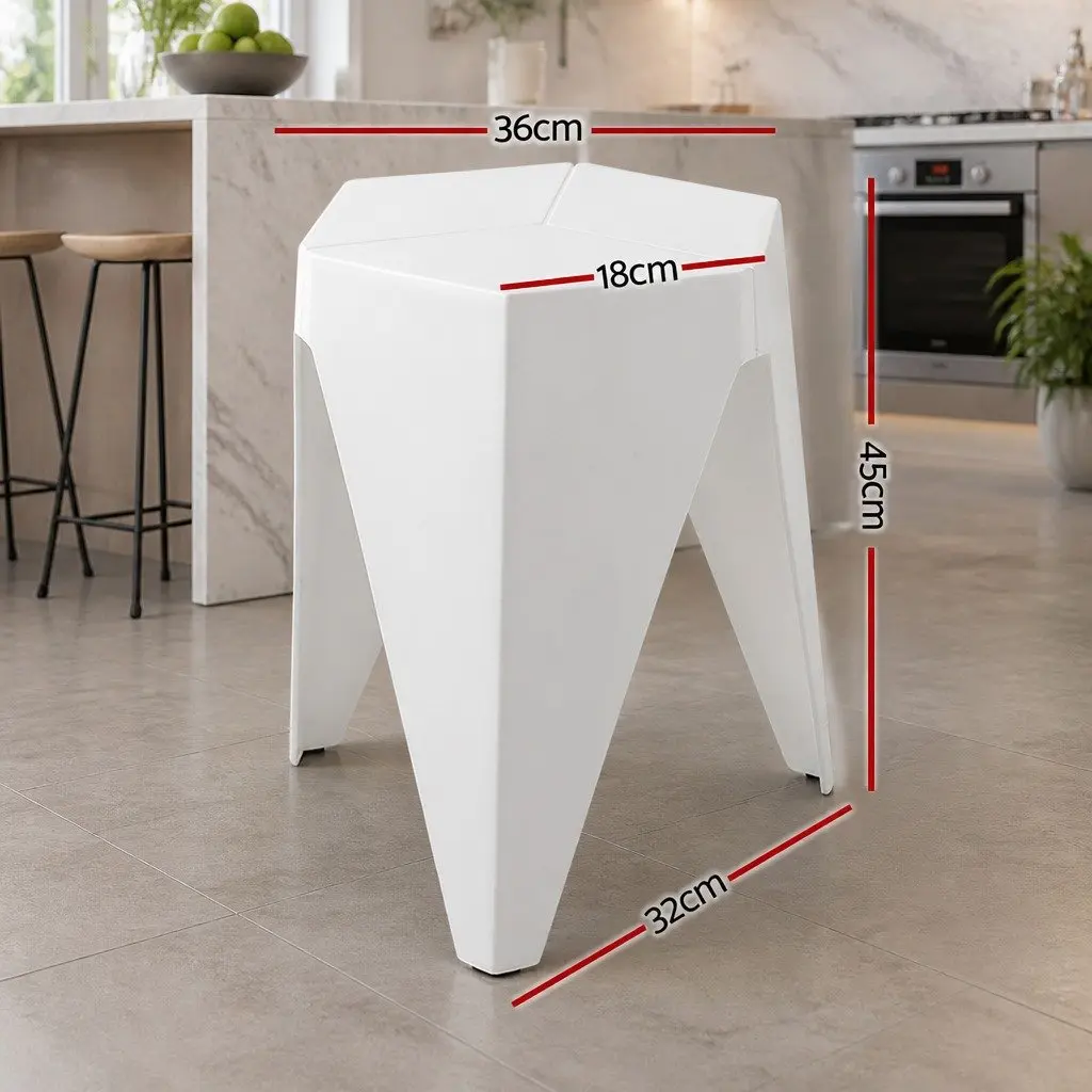4PC Puzzle Stackable Bar Stools White Modern Design Seat Storage Versatile Use