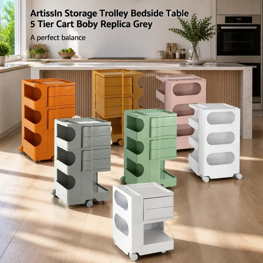 Grey Storage Trolley with 5 Tiers