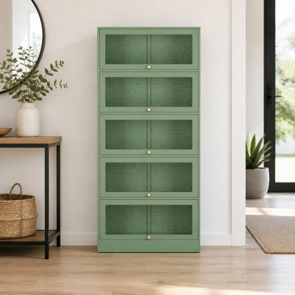 Buffet Sideboard 5-Tier Storage Cabinet Light Green Modern Dining Room Furniture