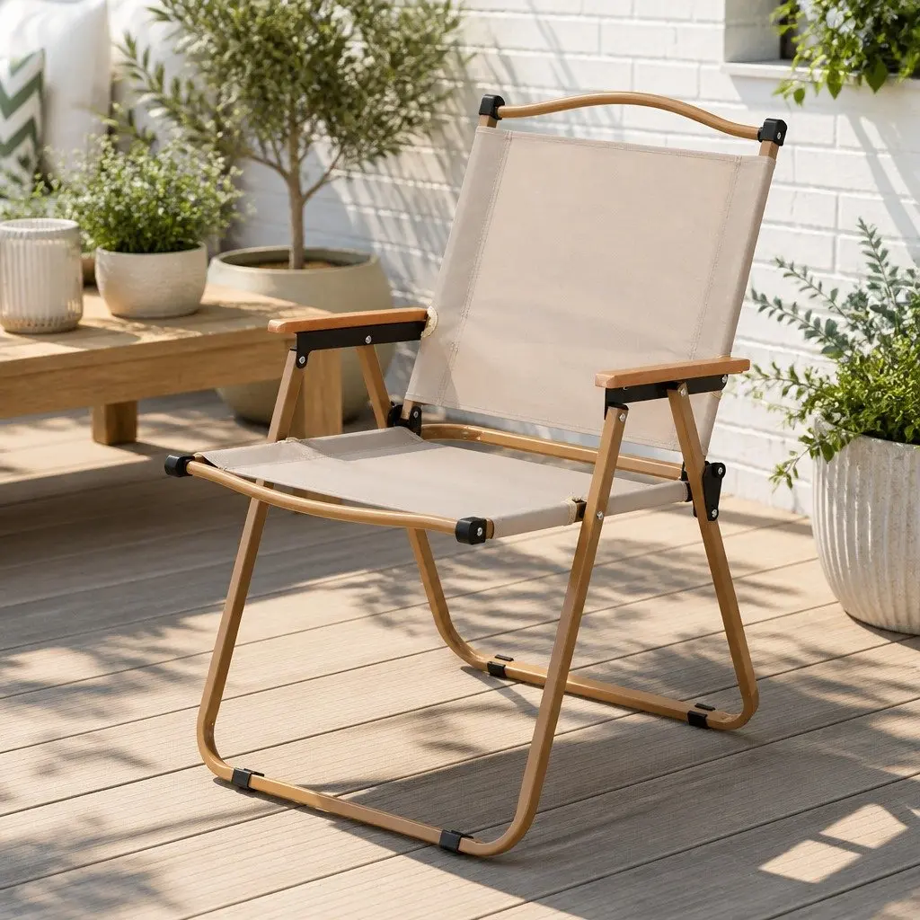 Outdoor Folding Chair Portable Camping Beach Lightweight Beige