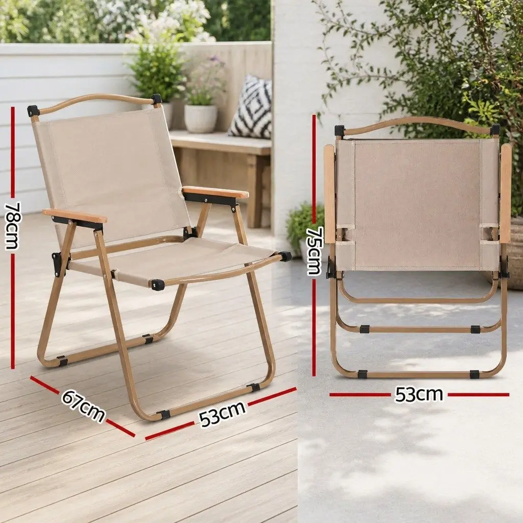 Outdoor Folding Chair Portable Camping Beach Lightweight Beige