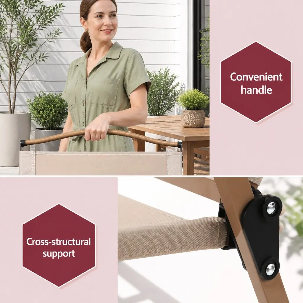 Outdoor Folding Chair Portable Camping Beach Lightweight Beige
