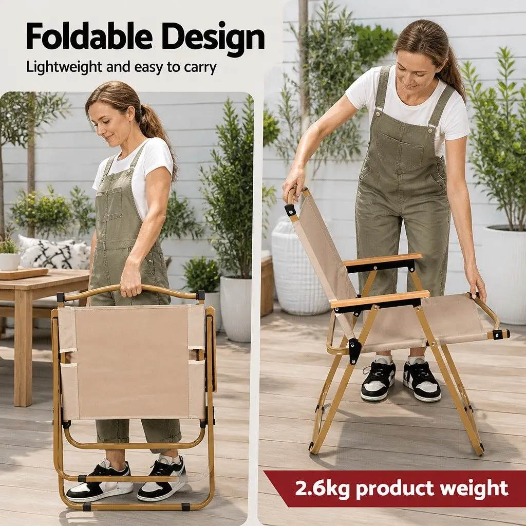 Outdoor Folding Chair Portable Camping Beach Lightweight Beige