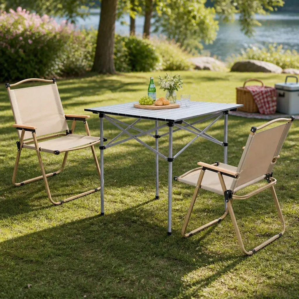 3-Piece Camping Table and Chair Set