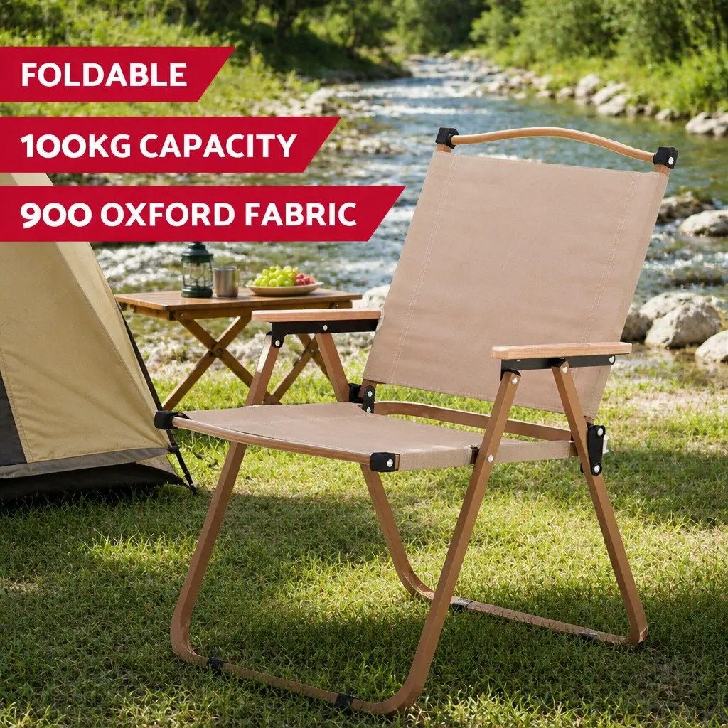 7 Piece Folding Camping Table Chair Set Outdoor Picnic Lightweight Portable Beige Silver